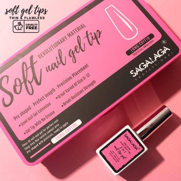 DIY Salon Nails Short French Tip Pmma Soft Coffin Gel Tip Press on Acrylic Nails for Beautiful and Natural-Looking Nails