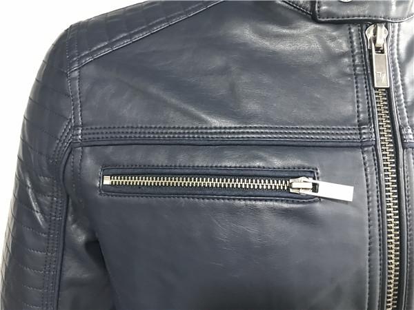 Navy Mens PU Jacket With Suede Detail ,  Faux Leather Biker Jacket TW73204