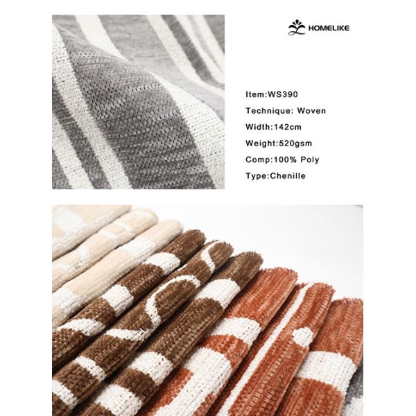 Relaxed Aesthetic Nordic-Style Striped Chenille Sofa Fabric