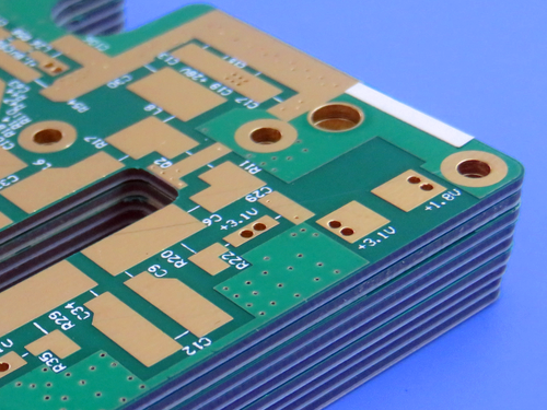 4-layer Hybrid PCB on RT duroid 5880 and FR4 material ENIG Finish