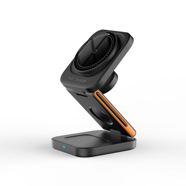 Folding Phone Watch Earbud Charger 3 In 1 Magnetic Wireless Desk Stand Charger
