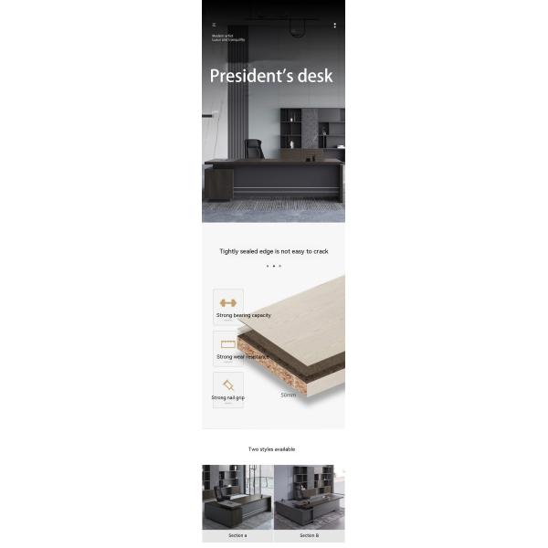 Diseño de madera de lujo ejecutivo en forma de L Escritorio presidencial para muebles de oficina