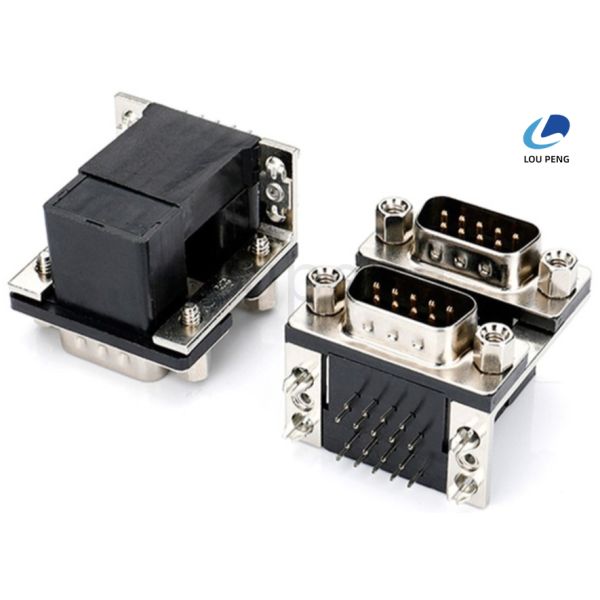 D-SUB Connector Double-layer 9pin male 8.08 half gold vinyl, riveted air eye harpoon 19.05mm, lock 4.8X11.8 iron screws