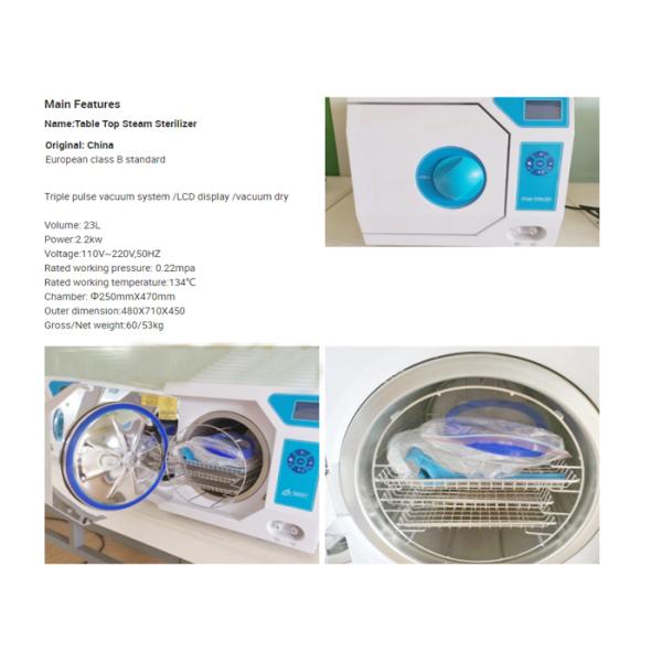 Laboratory / Dental Class B 18L Table Top Autoclave Steam Sterilizer For Food