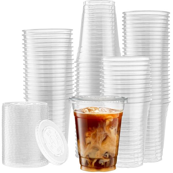Eco-friendly Disposable PET Clear Plastic Juice Cups with Lids 20oz