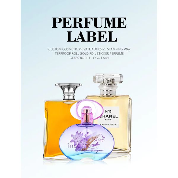 Perfume Bottle Jar Label Sticker Transparent Glass White Bronzing