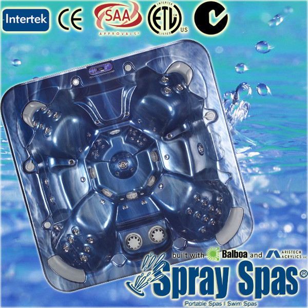 220V / 23A, RCD protected circuits, acrylic shell square massage 5 - 7 persons spa hot tub