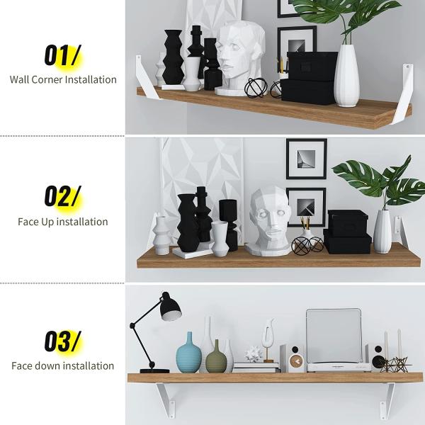 Fixed Support Heavy Duty 90 Degree Angle Design Wall Mounted White Metal Shelf Bracket