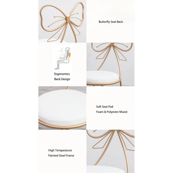 Butterfly Back Modern Velvet Dining Chairs For Makeup High Temperature Painting