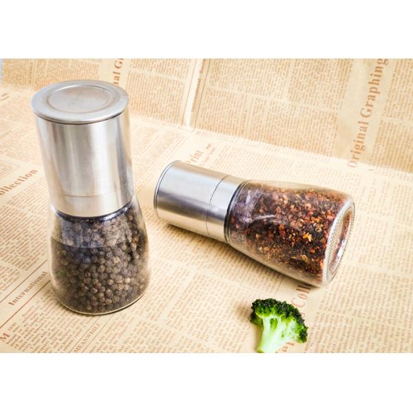 Moinho manual de vidro de aço inoxidável para pimenta negra ou sal