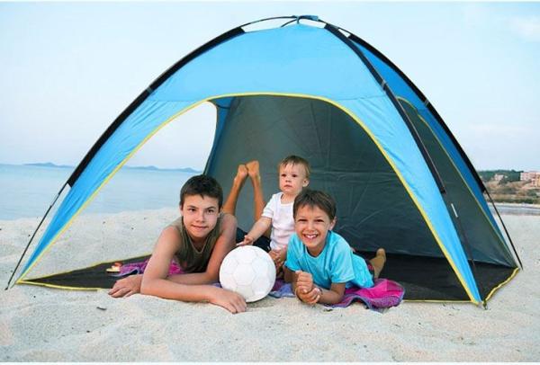 Beach Tent Sun Shelter - Portable Sun Shade Instant Tent for Beach Carrying Bag, Stakes, 6 Sand Pockets, Anti UV