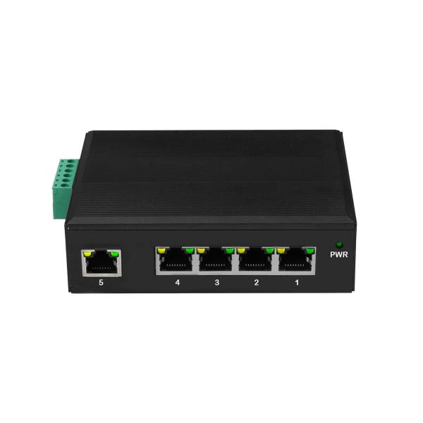 Industrial 5-Port Ethernet Switch E-Mark Certified Unmanaged 12V/24V Input Fanless