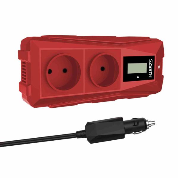 300W 12V Pure Sine Wave Car Power Inverter Dual AC Outlets 2 USB Ports for Laptops/Devices 167*87*44mm USB A Type C 5V/3A