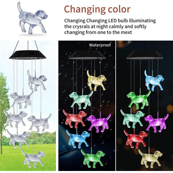 Solar Wind Chimes Light for Customizable LED Indoor Puppy Home Decor in Colorful Garden