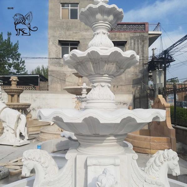 Marble Water Fountain Hand Carved Stone Horse Sculpture Fountains for Sale