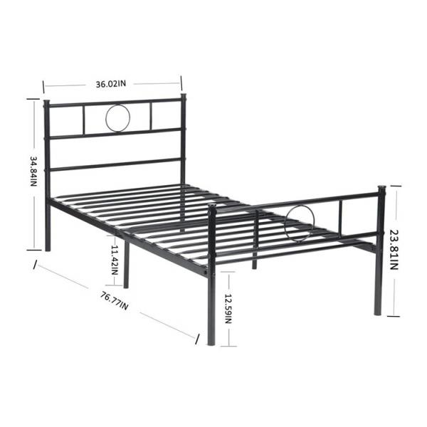 Durable Silver Metal Platform Bed , Heavy Duty Bed Frame Rust Proof