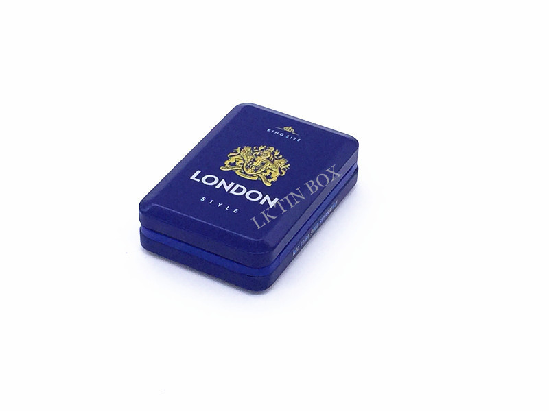 1 Hard Packed Printed Rectangular Cigarette Tin Box With Embossing And Plastic Insert