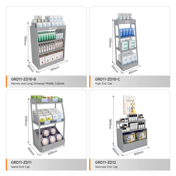 Retail Store Rack Grey Wooden Island Cabinet For Cost-Effective Shop Rack And Trendy Store Decoration