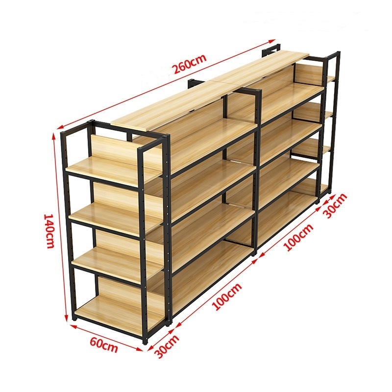 Black Four-Tier Durable Aluminum+Wood Standing Type Multifunctional Classic Kitchen Storage Rack for Workshop Use