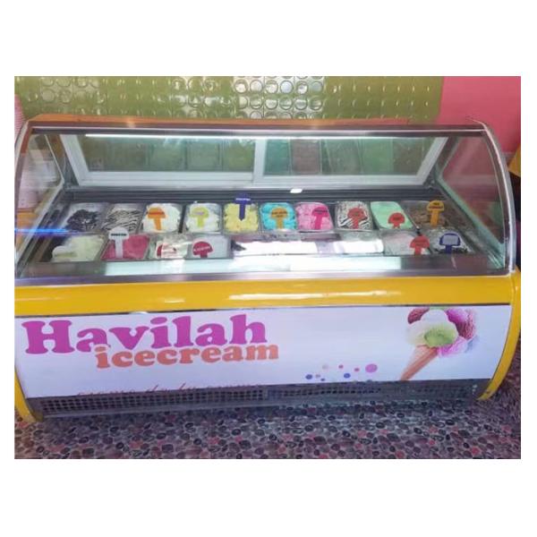 Mini helado pantalla de puerta de vidrio en posición vertical congelador helado forma barril nevera