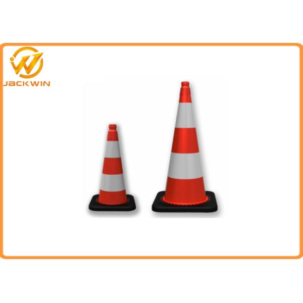 75cm PVC Traffic Safety Cones With Black Base Orange Reflective Tape Europe Standard