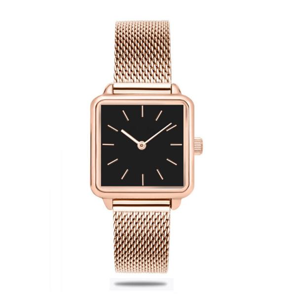 Slim Quartz Square Watch , Mesh Band Quartz Watch Silver / Gold / Rose Gold Color