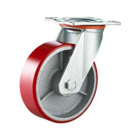 heavy duty trolley wheel PU on cast iron casters 8 inch