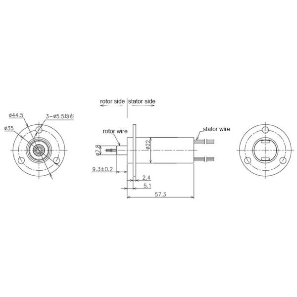 CAT5E Lead Wire With Ethernet Small Size Slip Ring For Oceanographic Survey System