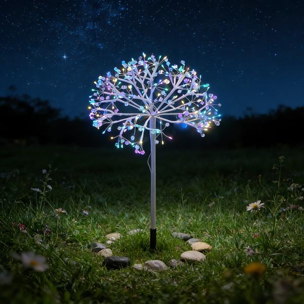 Jeweled Star-Shaped Garden Stake, 18in, ETL Certified, 3V 1A Outdoor Adapter, Colorful Light, Eco-Friendly & Energy-Saving, Indoor & Outdoor Use for Street/Commercial/Party Decor, MOQ 500 Pcs