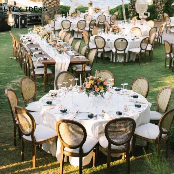 Círculo alugado Cane Back Wooden Louis de Hall Wedding Banquet Chairs For 50x55x91cm