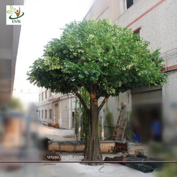 UVG Artificial green christmas decoration tree with silk leaves for festival landscaping