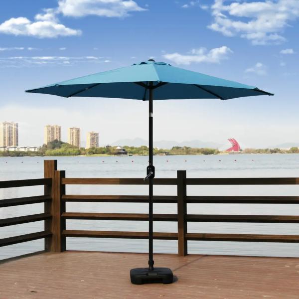 Leisure Modern Style Steel Made Beach Umbrella with Hand Crank and Waterproof Fabric