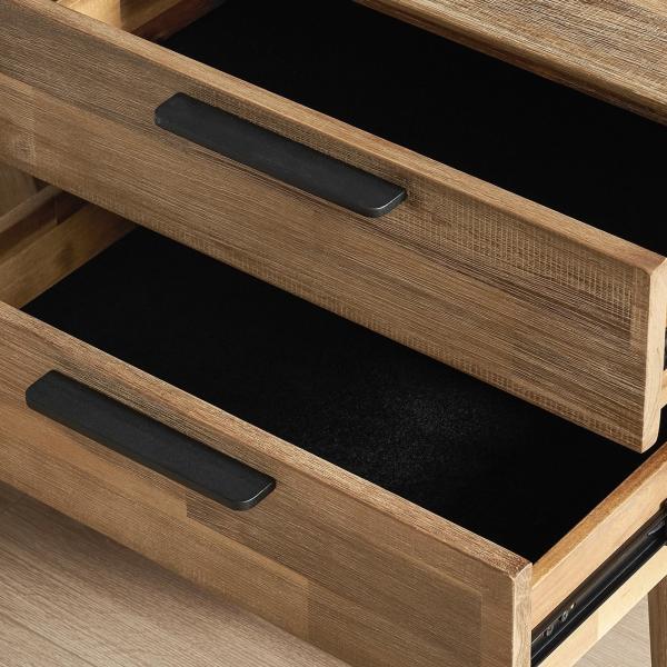 Nordic Modern Walnut Wood Bedside Table with Double Drawer