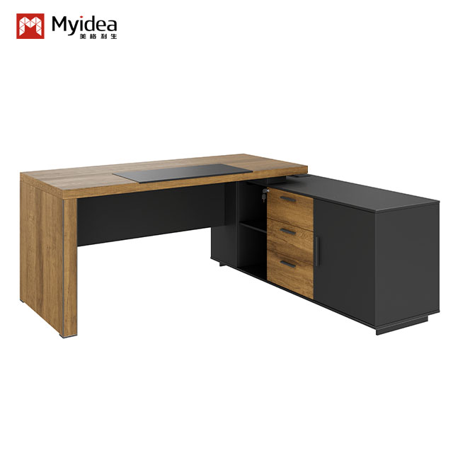 Executive Single Desk with Storage Side Cabinet – Thickened Board Construction for Durability, Designed for Managers and Team Leaders