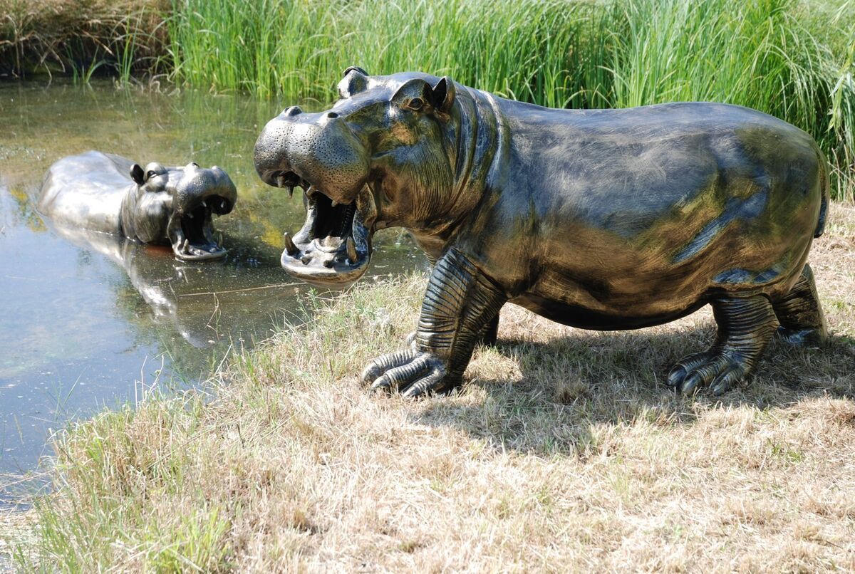 Outdoor Park Decor Copper Metal Hippo Statue Sculpture Outdoor Bronze Animal Sculpture Metal Crafts