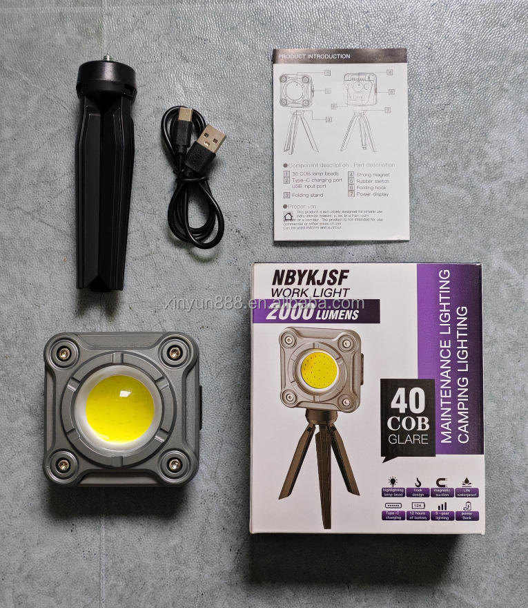 Hot Selling Outdoor Emergency MultiFunction Portable Work Led Light Magnetic Rechargeable Led Work Light With Hooks