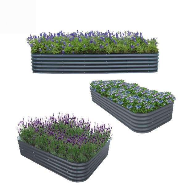 OEM Large Galvanized Sheet Metal Garden Bed With Safety Edging And Gloves 9.4*2*1.4 Ft
