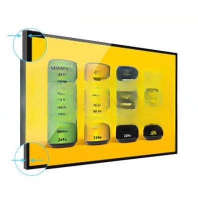 Super fino 20mm & 10mm bisel alto brilhante 27 pulgadas monitor LED LCD painel de publicidade de menus sinalização de exibição com caixa de metal
