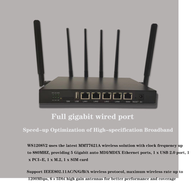 Двойной порт гигабита WAN/LAN маршрутизатора 1200Mbps диапазона 4g Lte 5ghz Wifi