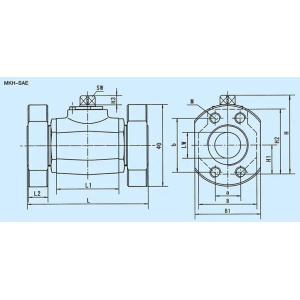 Flange Hydraulic Manifold Control Valve BKH-SAE Stainless Steel High Pressure Ball Valve
