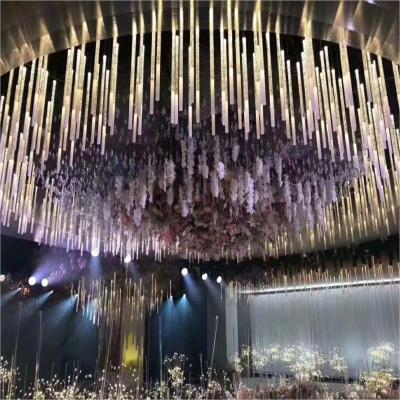 Pendente de tubos de cordas Cristal Lâmpada de candelabro Luz para sala de estar Espetáculo de jantar 60cm