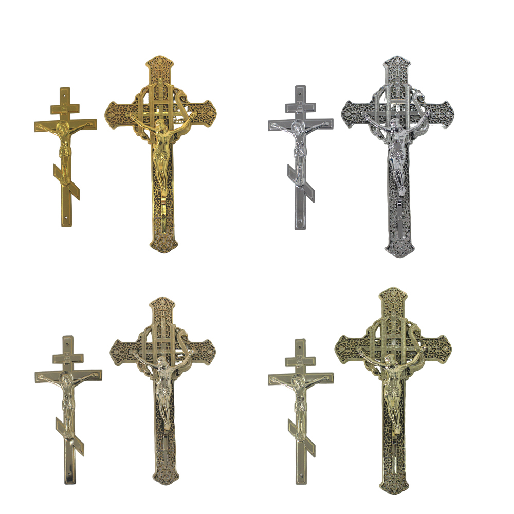 Jesus 4# Casket Cross PP Material Coffin Cross Crucifix Gold Color