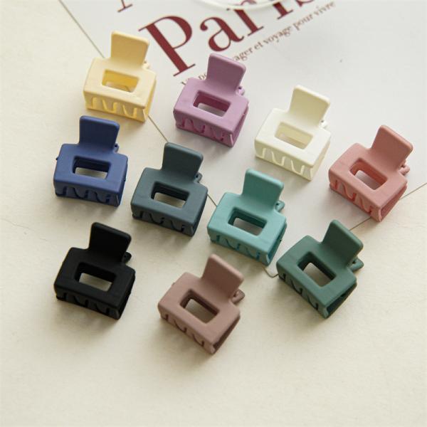 Temperament kids girls resin accessories matte cute square small clip Morandi fringe clip Hair clip headpiece