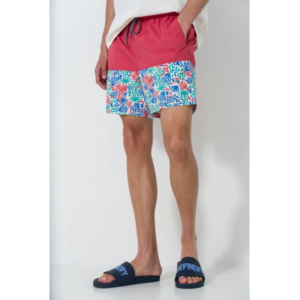 Men's Colorblock Beach Shorts with Lightweight Fabric and Adjustable Waistband
