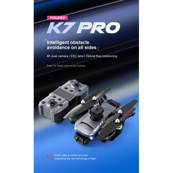 Mini Foldable Drone K7 Optical Flow Obstacle Avoidance 4k Camera LED Lights Remote Control 1800 mAh Battery ESC HD Camera
