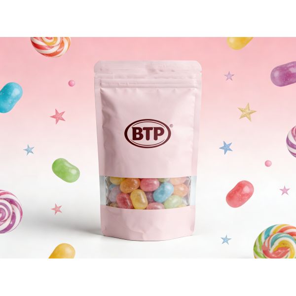 Custom Printed Food Grade Plastic Stand up Pouch with Resealable Zipper and Clear Window for Colorful Hard Candies