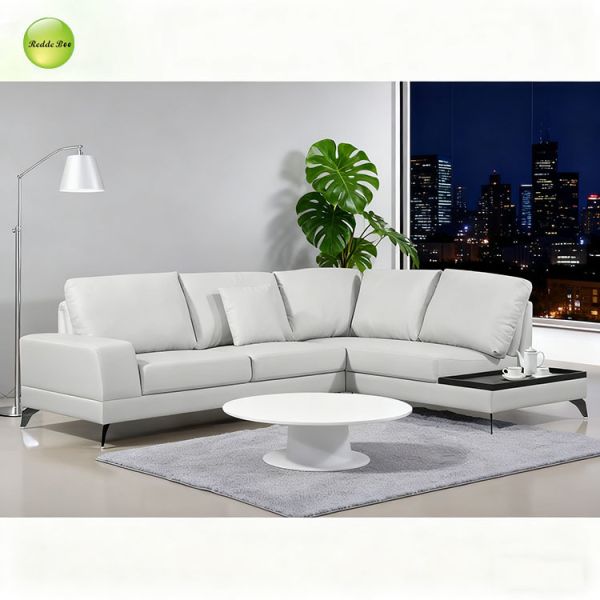 White Upholstered Modular L Shaped Sectional Sofa Oversized Left Facing 60 Inch