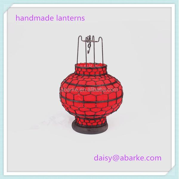 Colorful Red Iron Cloth Christmas Lanterns in Feng Shui Style for Festive Ambiance