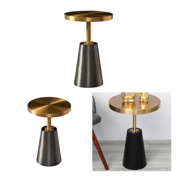 Гладкий столик из нержавеющей стали, золотой титановый металлический стол.