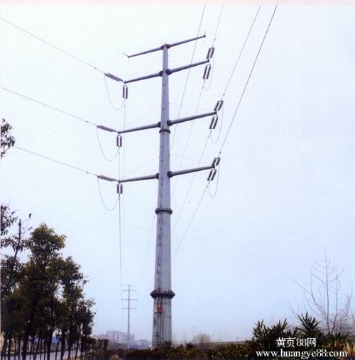 HDG Steel Q345 Gr50 Electrical power Tubular pole , Sub Transmission Pole with Min Zinc Coating 86 microns